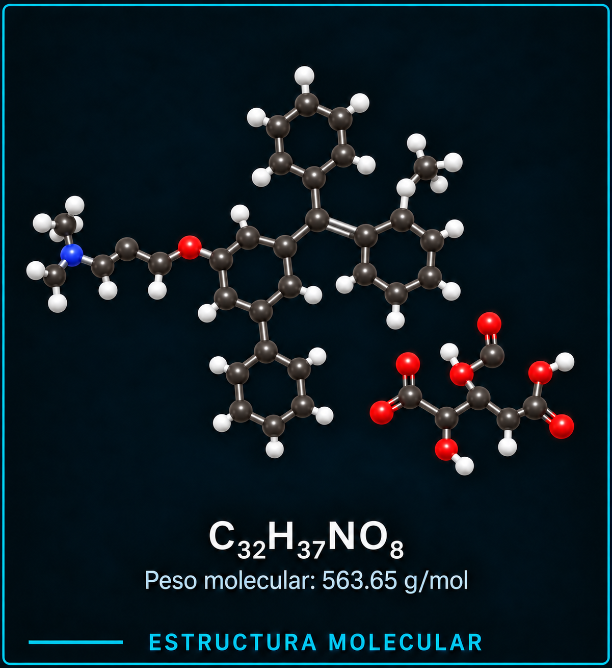 Estructura molecular del citrato de tamoxifeno